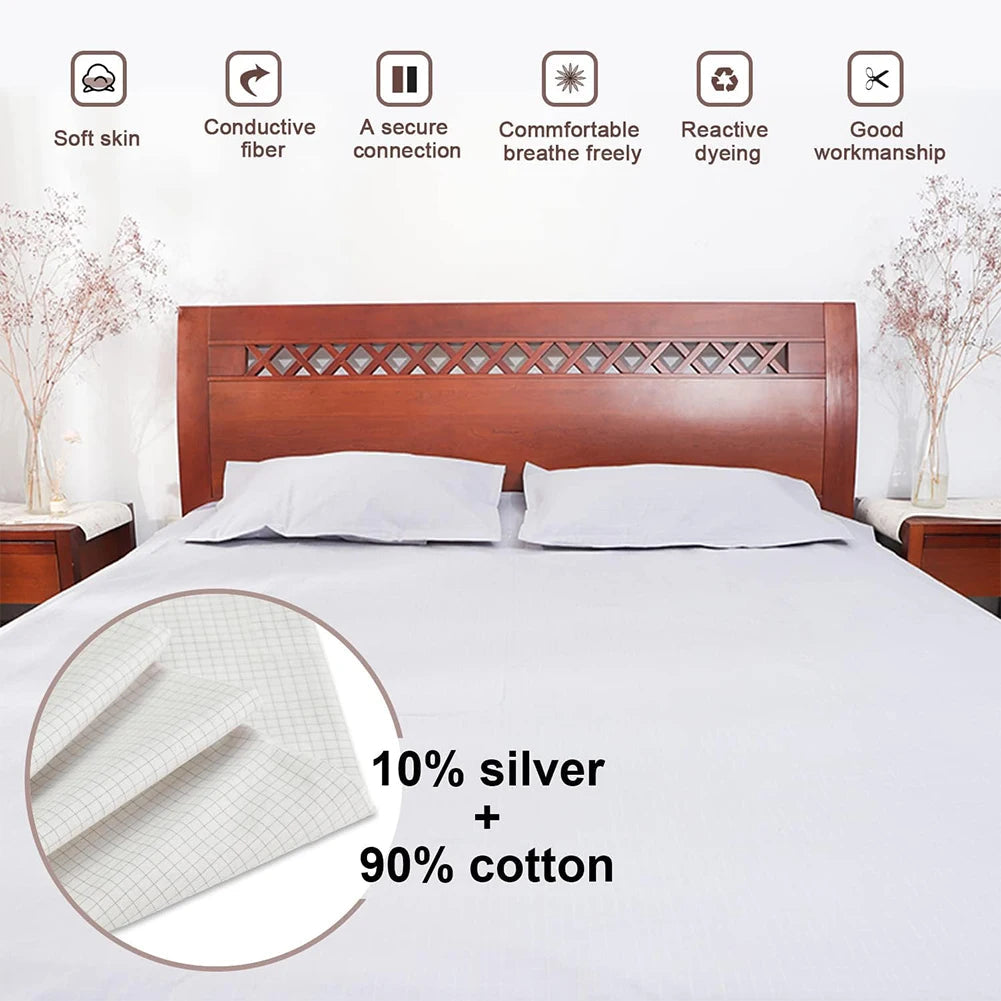 Grounding Sheet Mat Earthing Fitted Bedsheet Silver Fiber Conductive Organic Grounding Mat Radiation Anti-Static 60*265CM