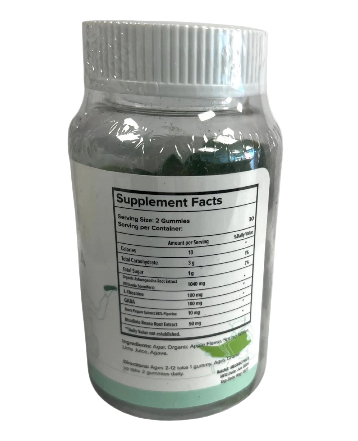 Supplement bottle with a label showing 'Supplement Facts' on a white background