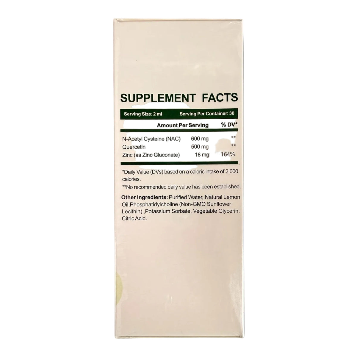 Supplement facts label on a beige background