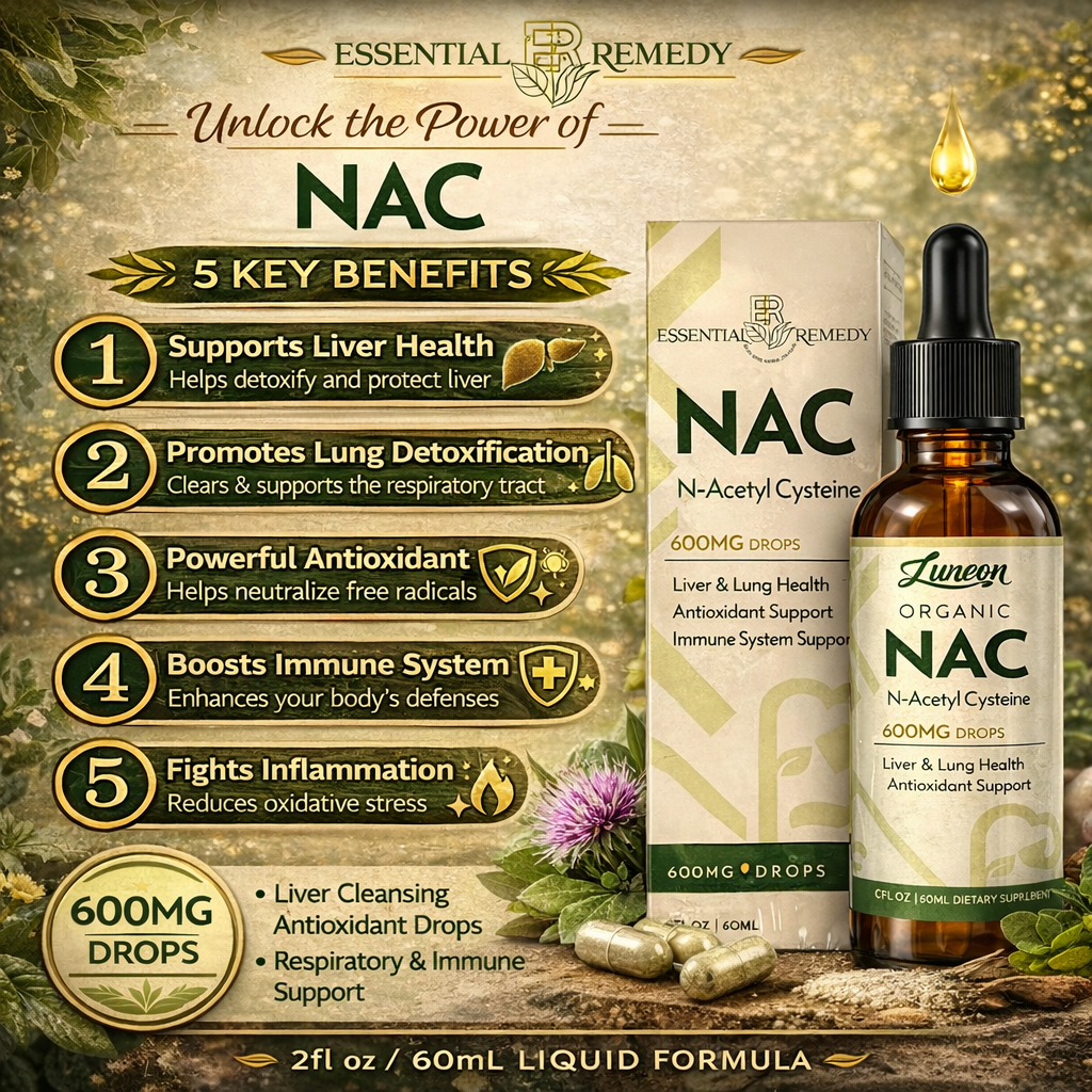 NAC supplement packaging with bottle, box, and capsules on a natural background